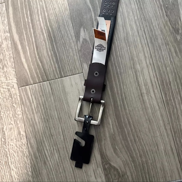 ✔️HARLEY DAVIDSON MENS TRIPLE STUDDED LEATHER BELT - Picture 7 of 9